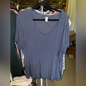 Old Navy Luxe Striped Navy Blue Women's Top